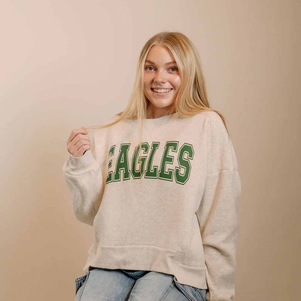 Eagles Boxy Cropped Crewneck Sweatshirt - Picture 4 of 14